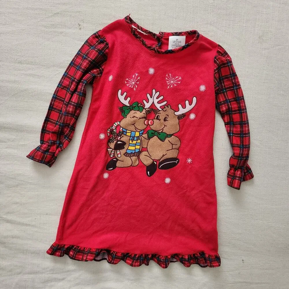Vintage Rudolph Reindeer Nightgown 2t